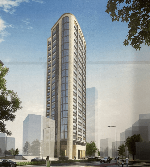 マンション建て替えに賛成多数でも／建て替えマンションの市場性／南青山リハイム建て替えマンション外観イメージ（2027年完成予定）