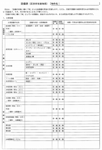 契約不適合責任｜不動産の売主が留意すべきポイント／物件の経年劣化状態を正確に説明する／設備表