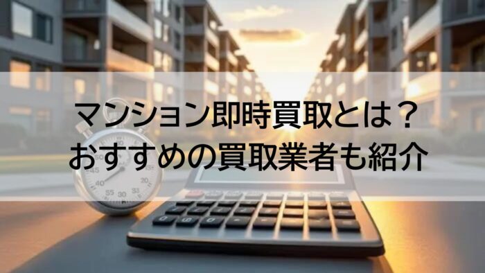 マンション即時買取とは？おすすめの買取業者も紹介